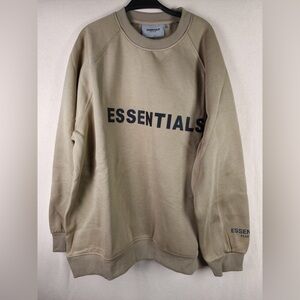 Essentials Men's Khaki Crewneck Sweatshirt with Front Logo